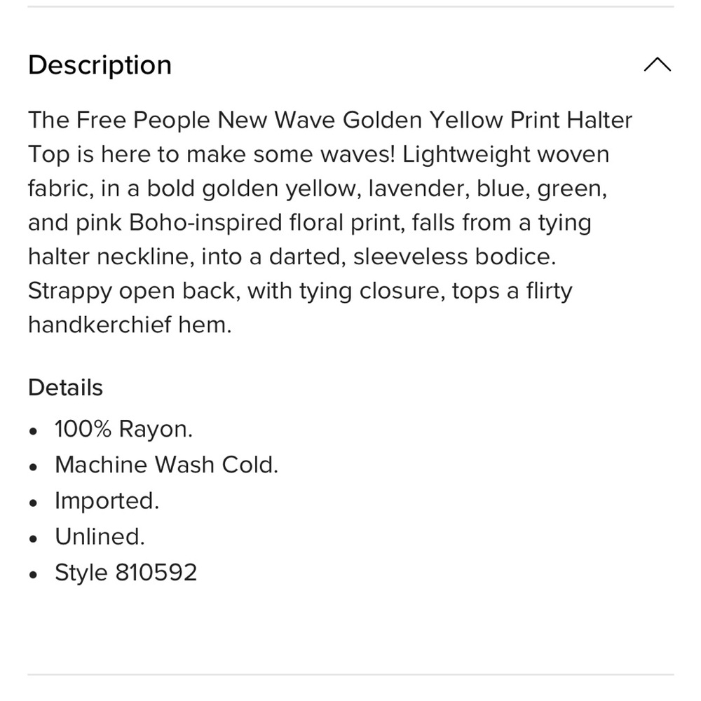 NWT Free People New Wave Yellow Print Halter Tank Top - Picture 6 of 10